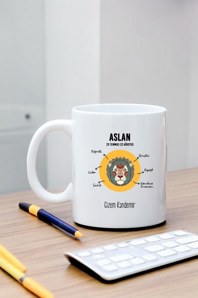 Aslan Burcuna Hediye Kişiye Özel Kupa Bardak