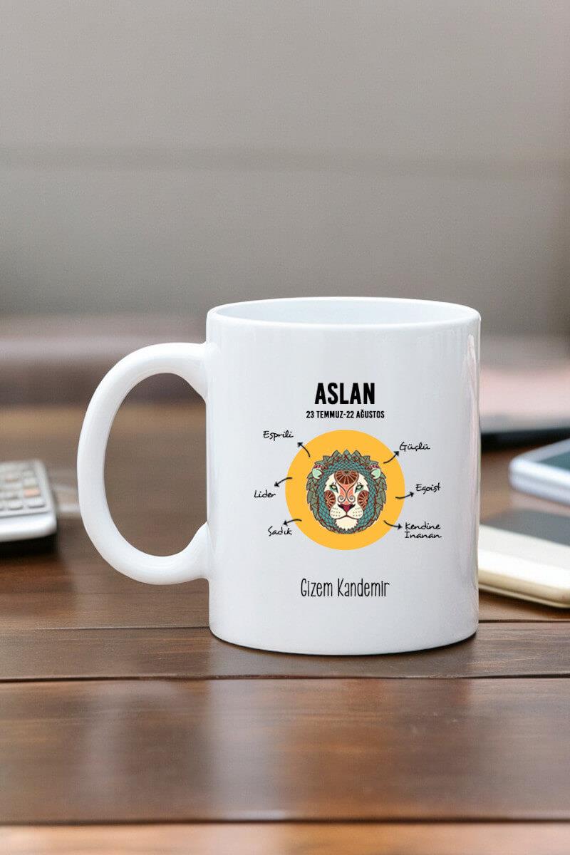Aslan Burcuna Hediye Kişiye Özel Kupa Bardak