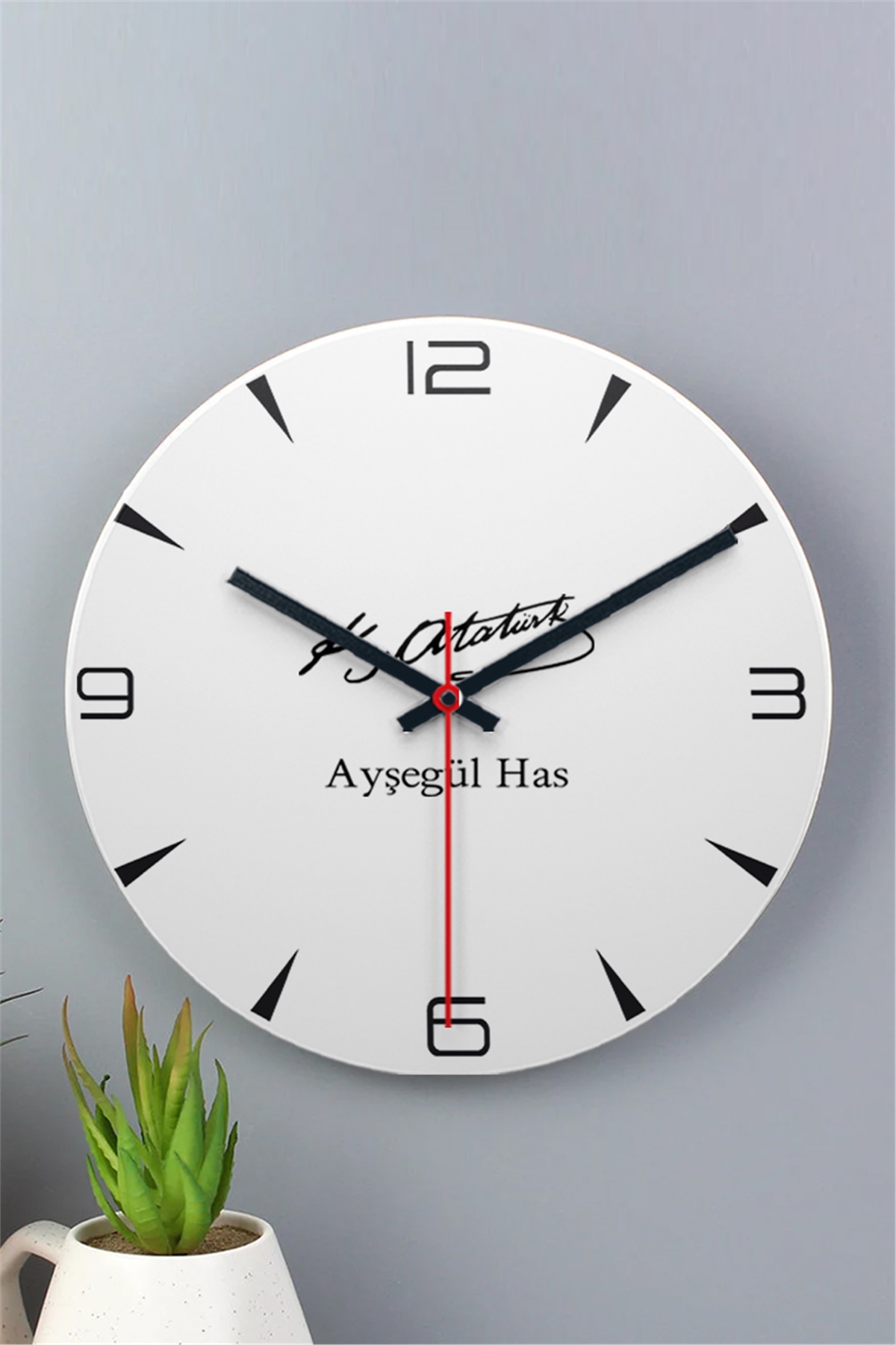 Atatürk İmzalı İsme Özel Ahşap Duvar Saati