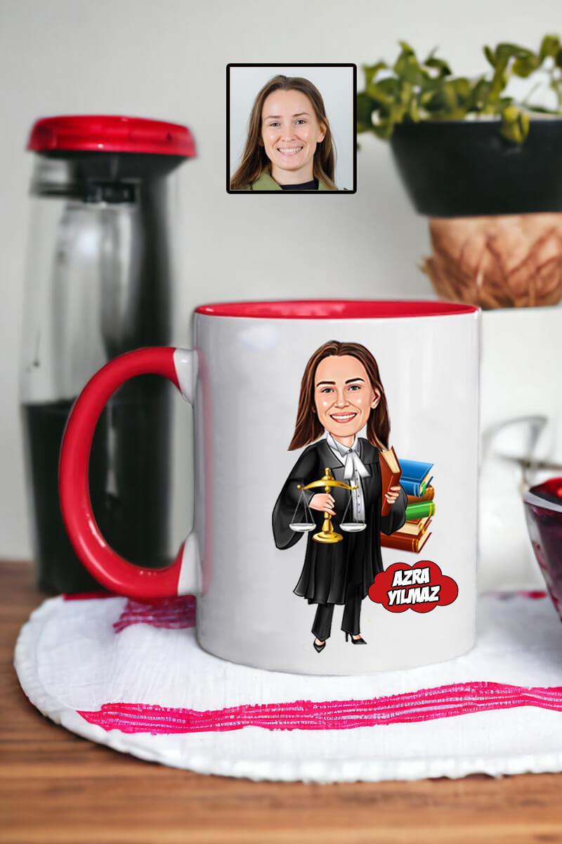 Avukata Hediye Kadın Avukat Karikatürlü Kişiye Özel Kupa Bardak