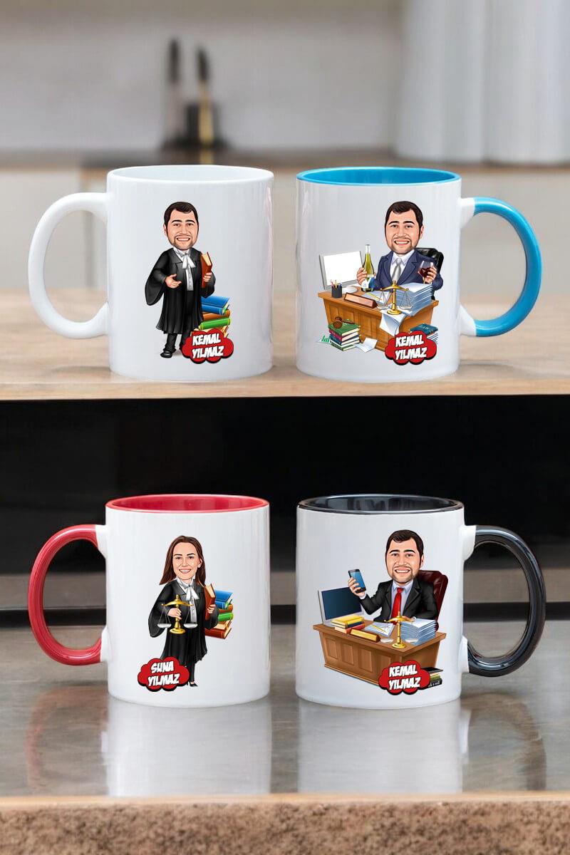 Avukata Hediye Kişiye Özel Avukat Karikatürlü Kupa Bardak