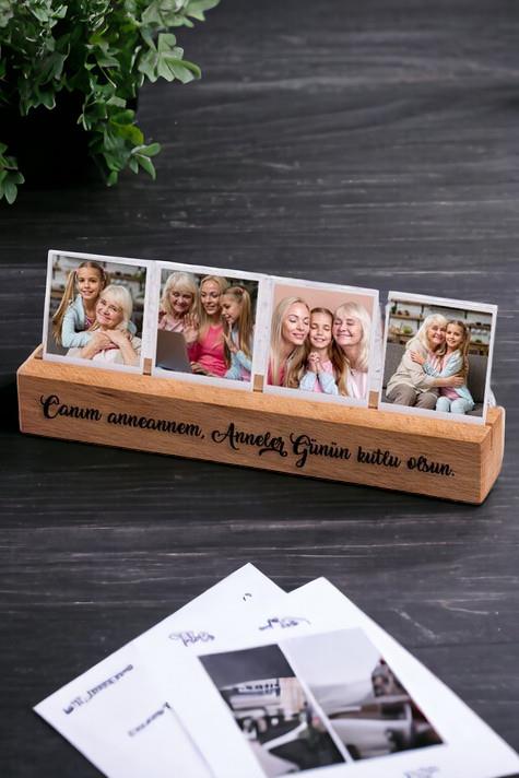 Babaanneye Hediye Kişiye Özel Ahşap Fotoğraf Standı