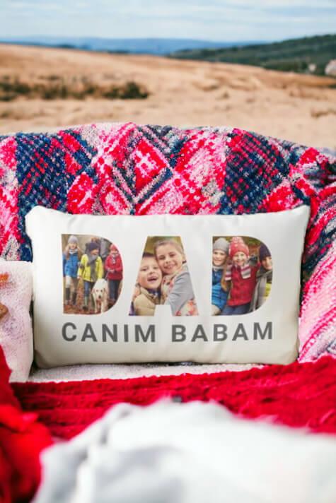 Babaya Hediye Dad Tasarım Hatıralık Dikdörtgen Yastık