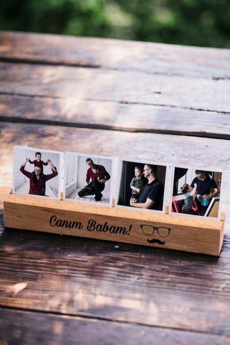 Babaya Hediye Fotoğrafı Ahşap Stand