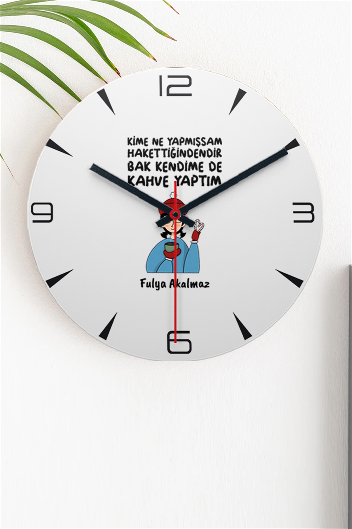 Bak Kendime De Kahve Yaptım Ahşap Duvar Saati