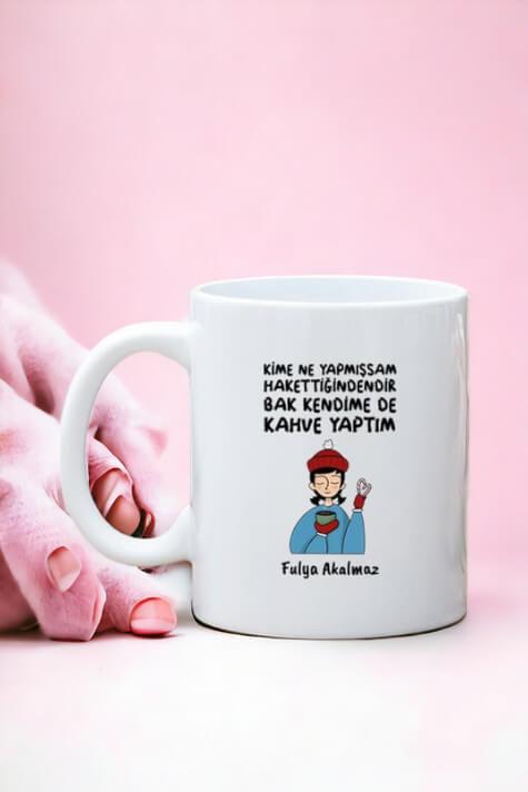 Kahveseverlere Hediye Kendime Kahve Yaptım Beyaz Kupa Bardak