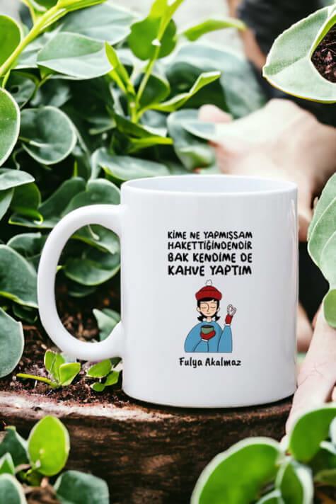 Kahveseverlere Hediye Kendime Kahve Yaptım Beyaz Kupa Bardak
