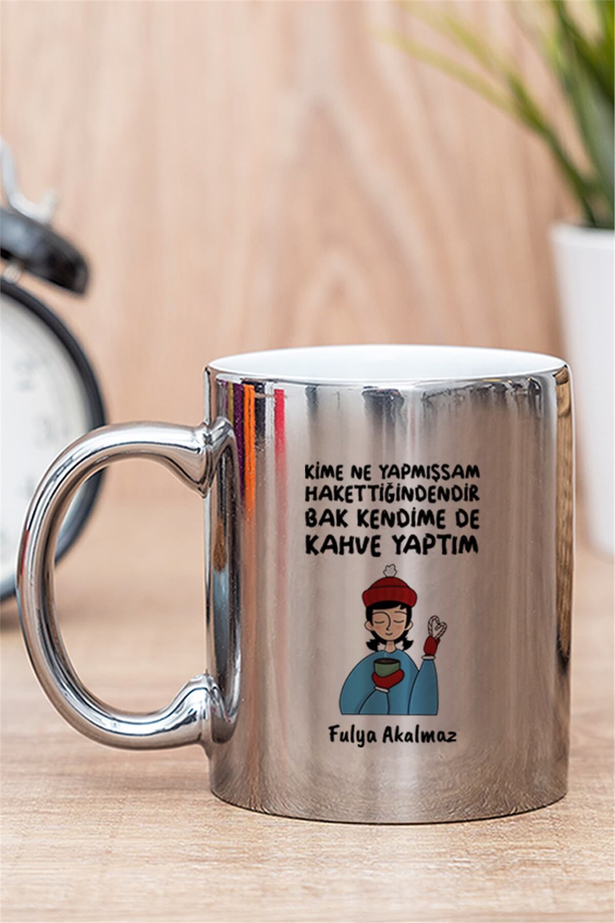 Kahve Tutkunlarına Hediye Kahve Yaptım Gold Silver Kupa Bardak