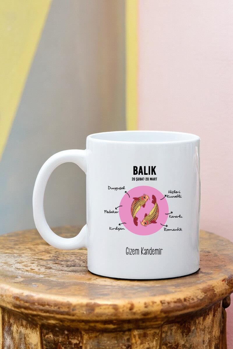 Balık Burcuna Hediye Kişiye Özel Kupa Bardak