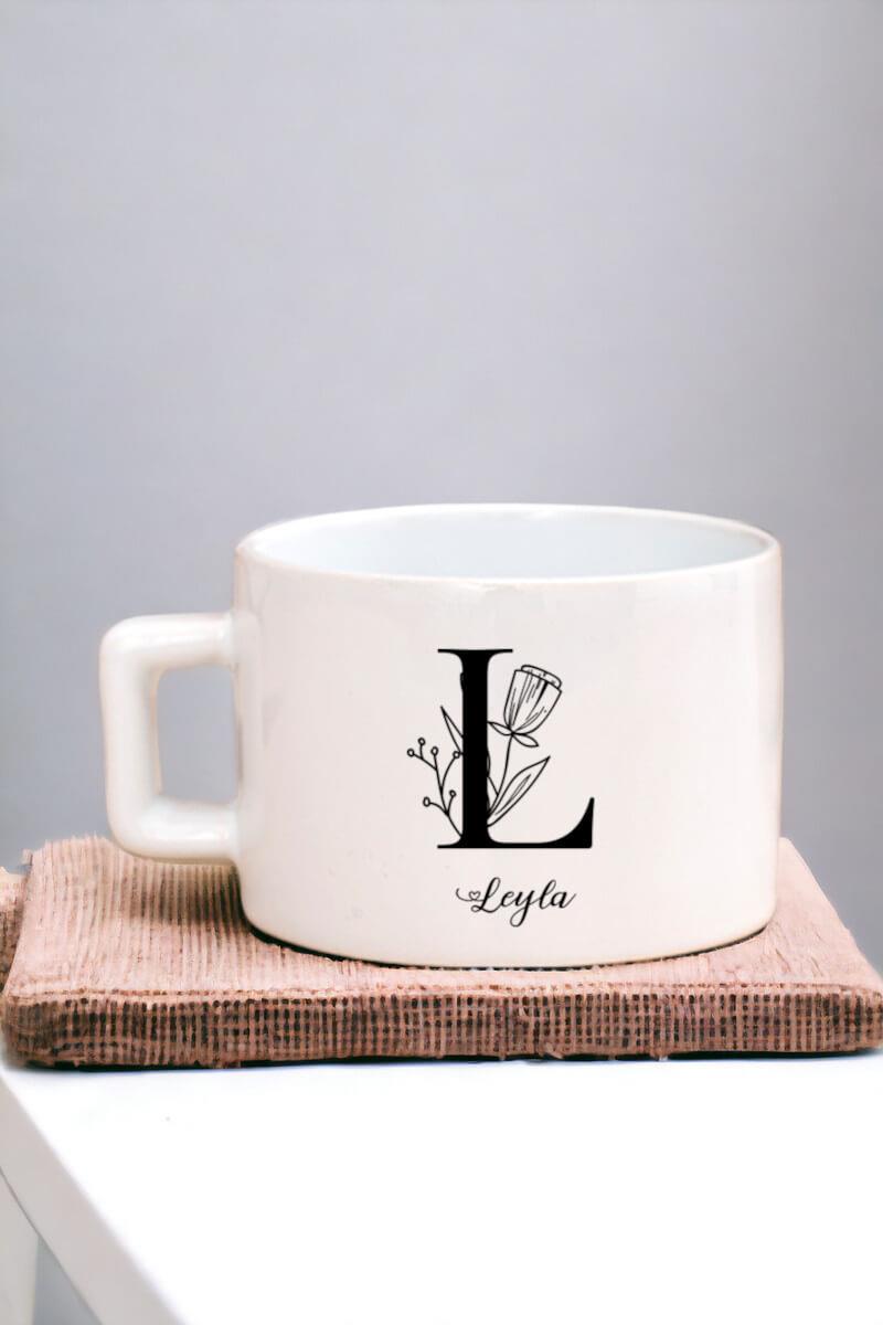 Baş Harfli Çiçek Tasarım Fincan