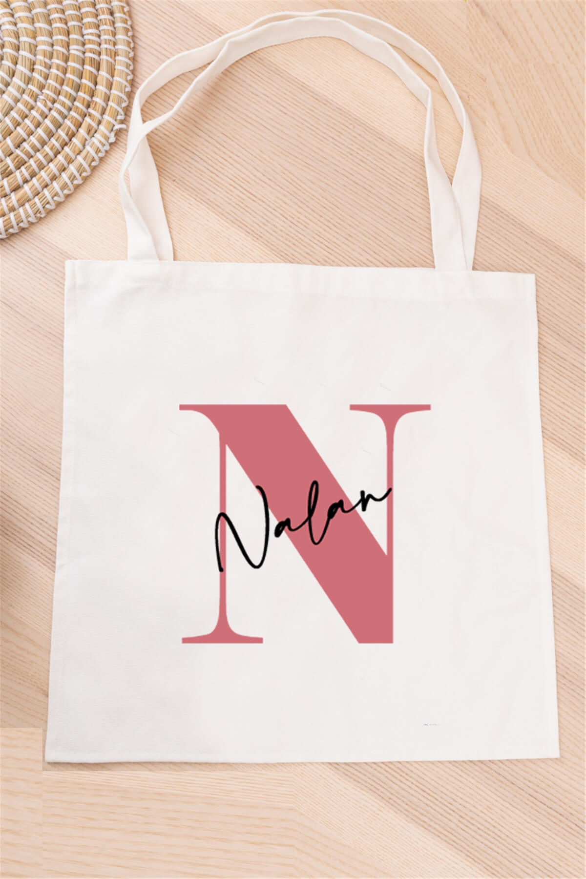 Baş Harfli Üzeri İsim Yazılı Bez Çanta