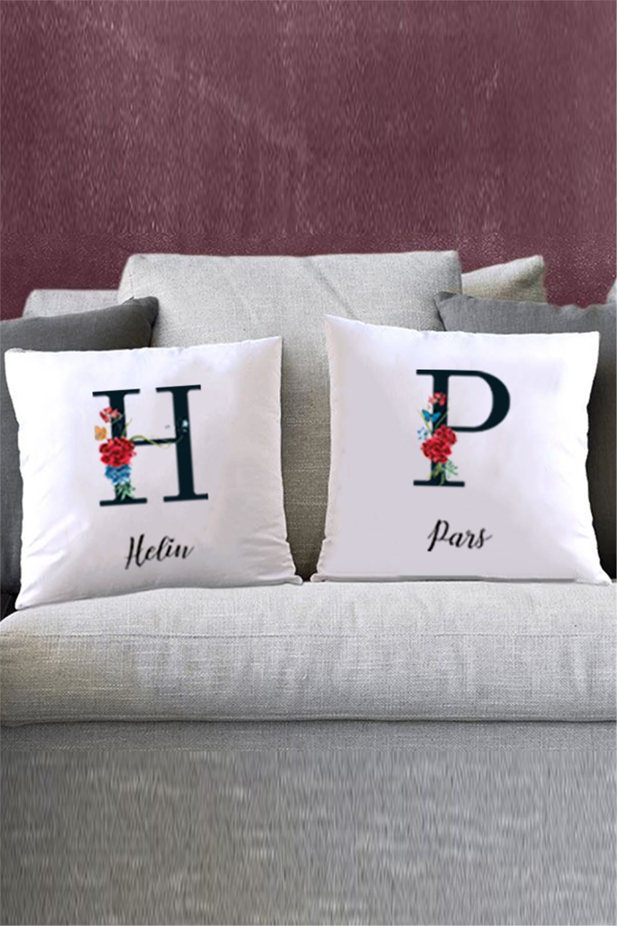 Baş Harfli ve İsimli İkili Yastık