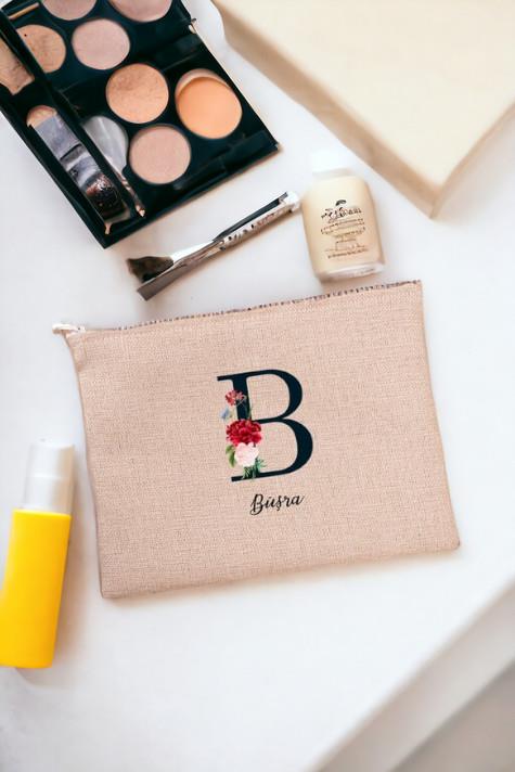 Baş Harfli ve İsimli Keten Bez El Çantası