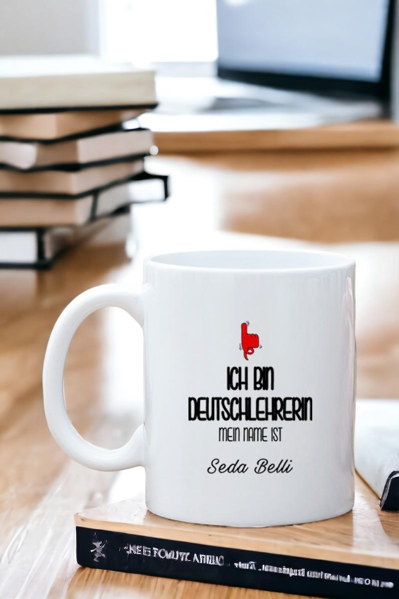 Bayan Almanca Öğretmenine Hediye Beyaz Kupa Bardak