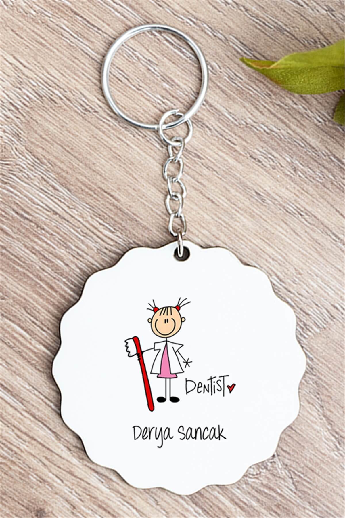 Bayan Diş Hekimi Karikatürü Anahtarlık