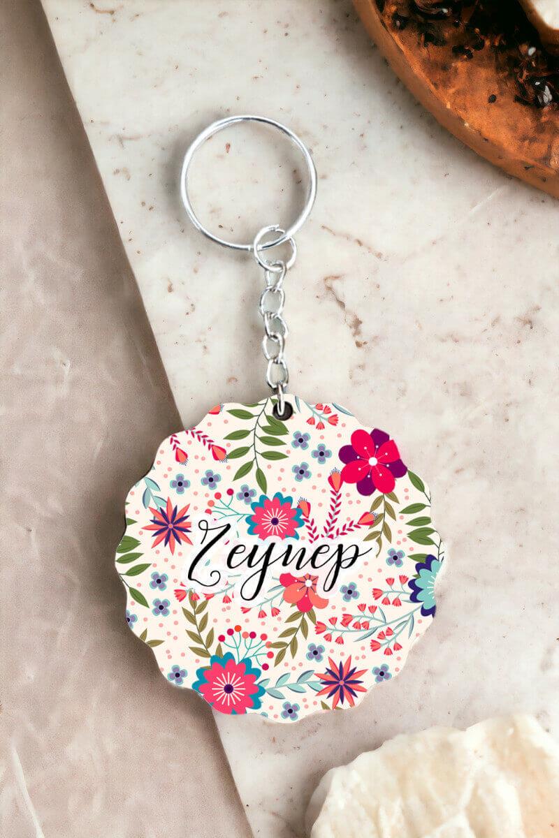 Bayana İsimli Hediye Kişiye Özel Çiçek Tasarım Anahtarlık