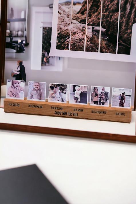 Bebeklere Hediye Kişiye Özel Fotoğraflı Ahşap Stand