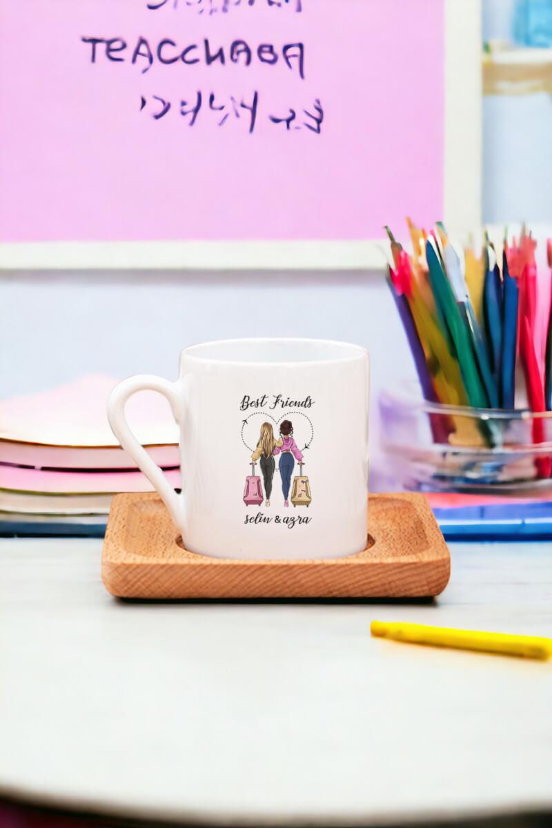 Best Friends Ahşap Altlıklı Türk Kahvesi Fincanı