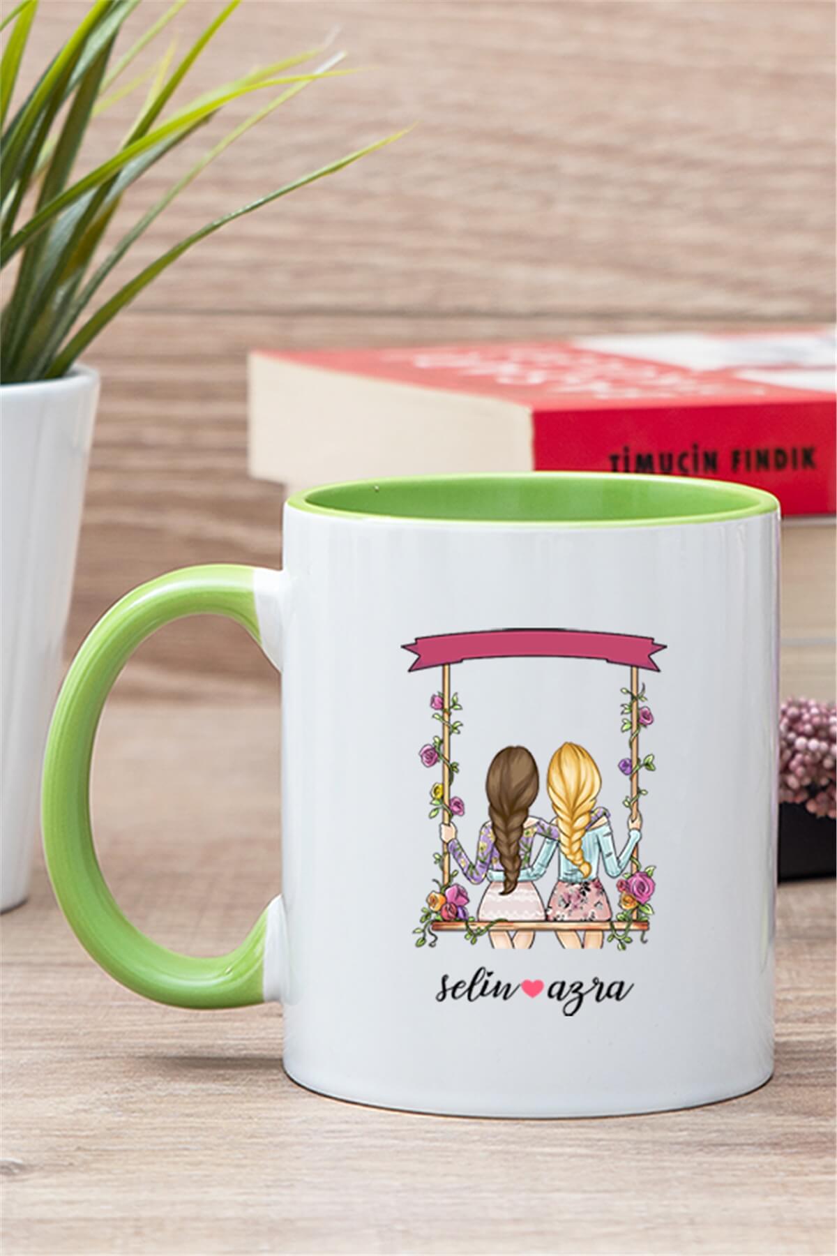 Best Friends Salıncak Tasarım İçi Renkli Kupa Bardak