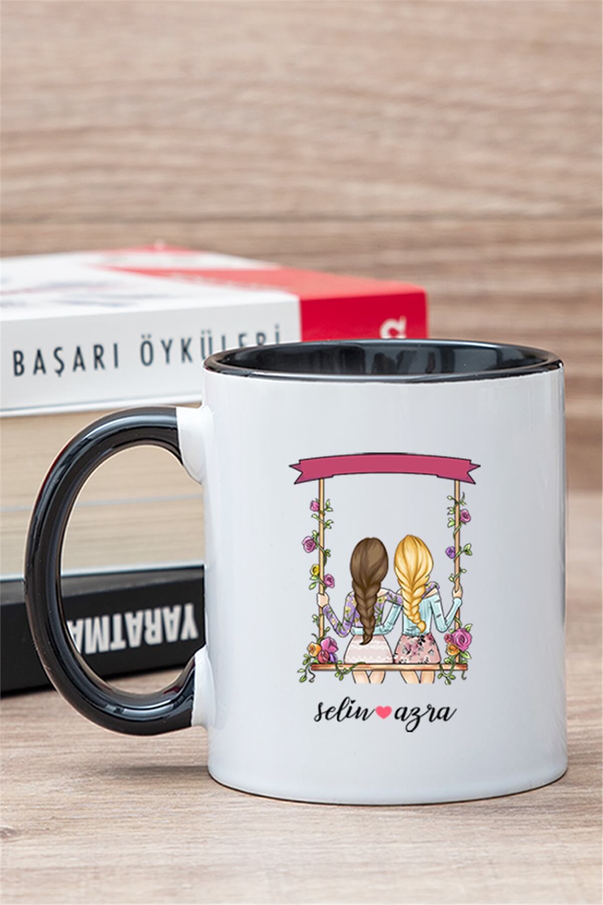 Best Friends Salıncak Tasarım İçi Renkli Kupa Bardak