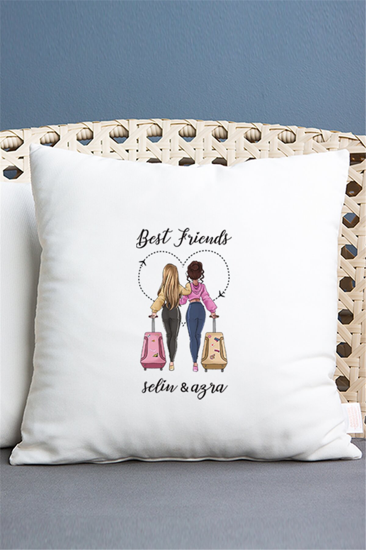 Best Friends Saten Kare Yastık
