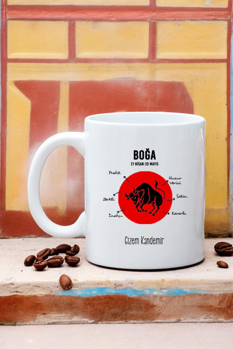 Boğa Burcuna Hediye Kişiye Özel Kupa Bardak
