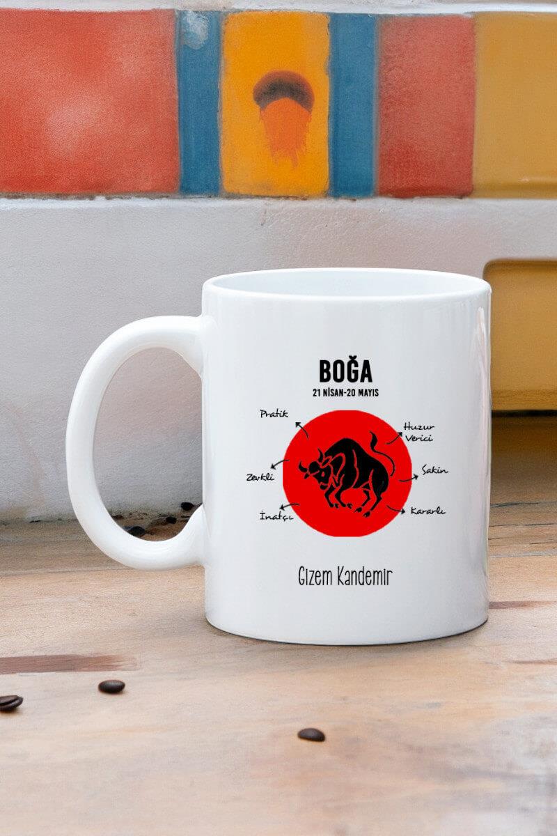 Boğa Burcuna Hediye Kişiye Özel Kupa Bardak