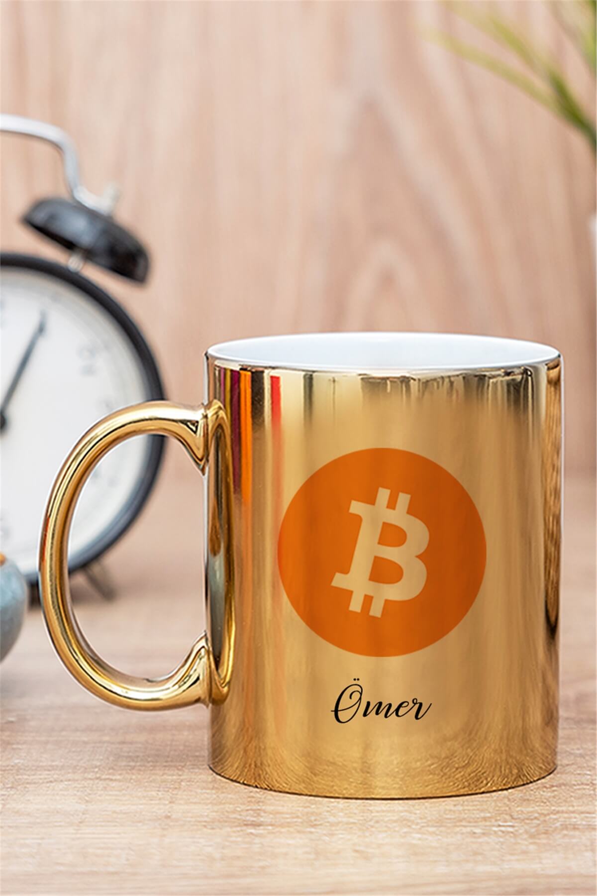 Btc Bitcoin Coin Logolu Gold - Silver Kupa Bardak