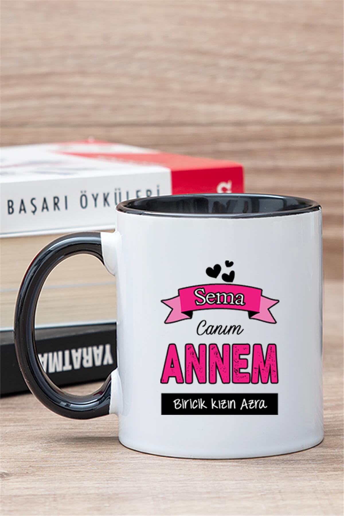 Canım Annem Tasarımlı Kişiye Özel İçi Renkli Kupa Bardak
