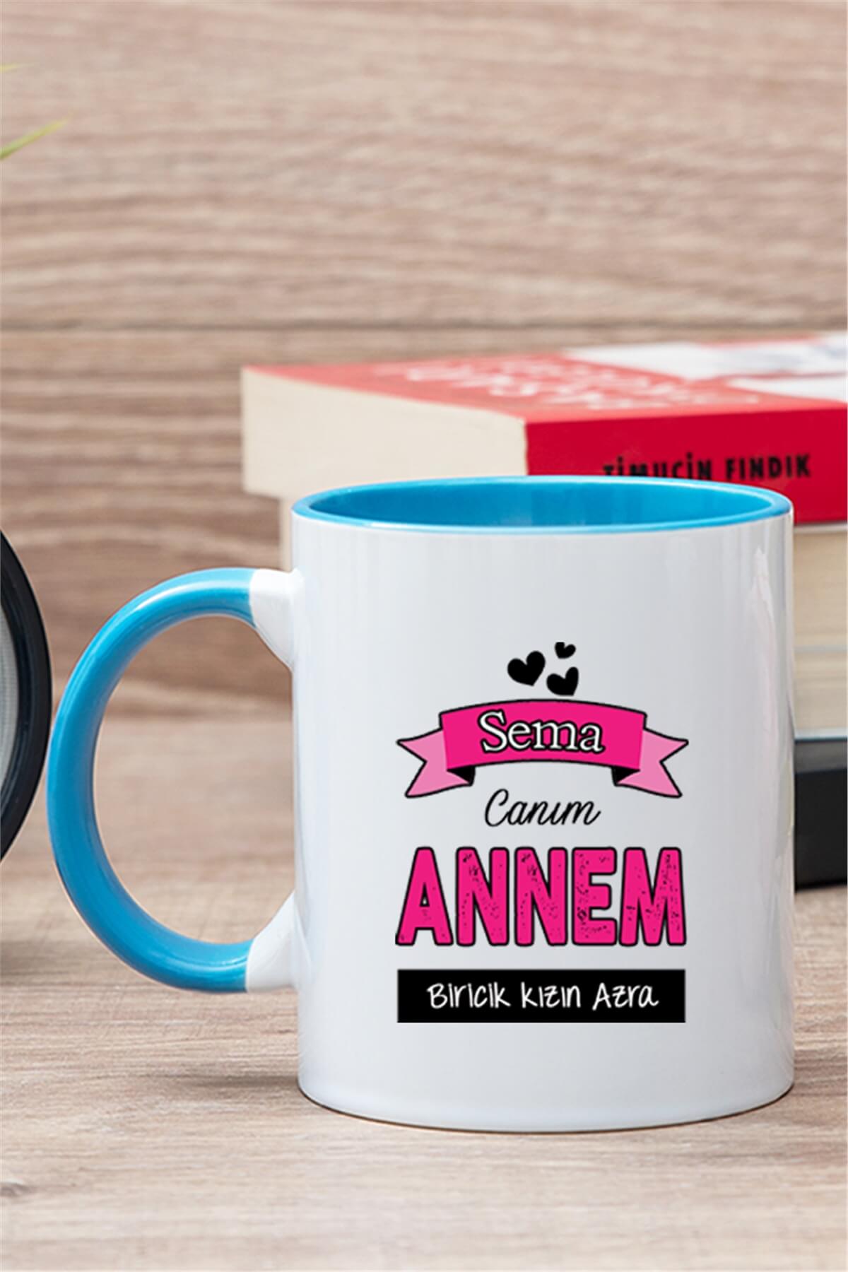 Canım Annem Tasarımlı Kişiye Özel İçi Renkli Kupa Bardak