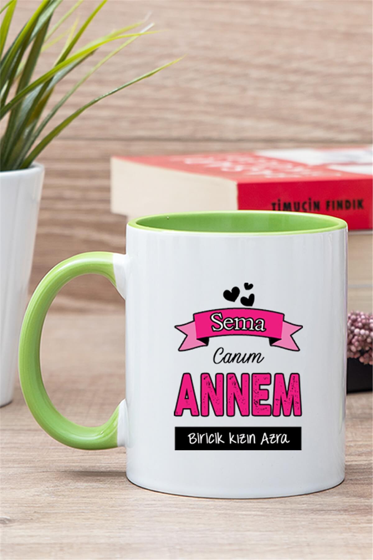 Canım Annem Tasarımlı Kişiye Özel İçi Renkli Kupa Bardak