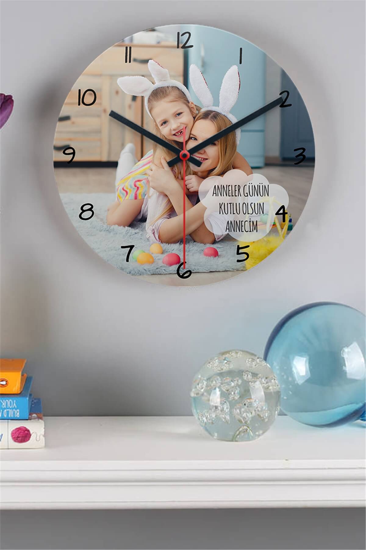 Anneler Günü Hediyesi Fotoğraf Baskılı Duvar Saati
