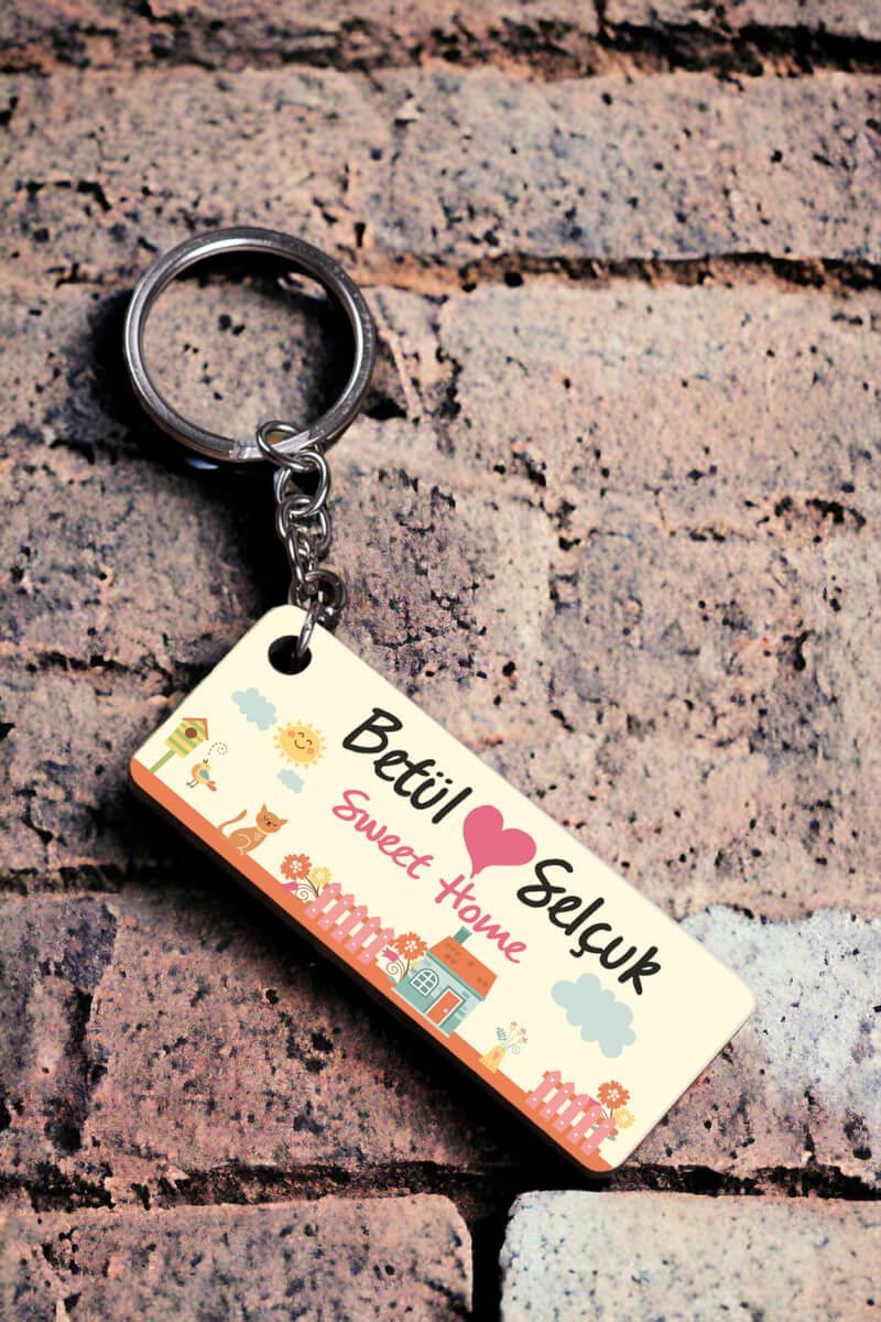 Çiftlere Özel Hediye İsimli Dikdörtgen Anahtarlık