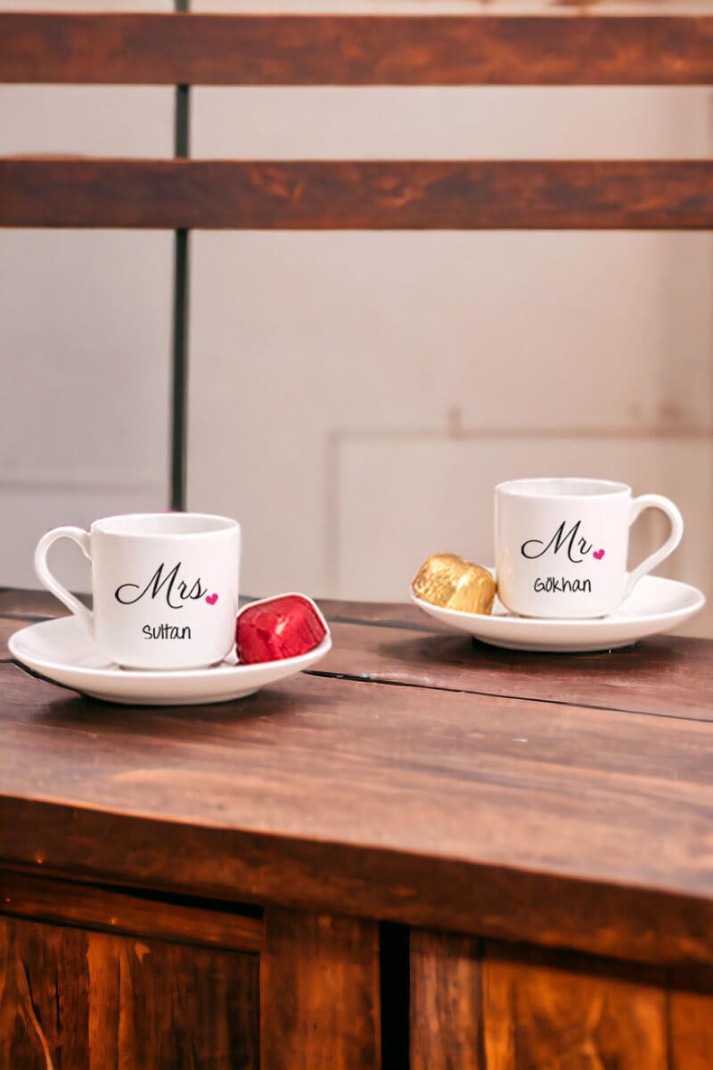 Çiftlere Özel İkili Porselen Türk Kahvesi Fincanı