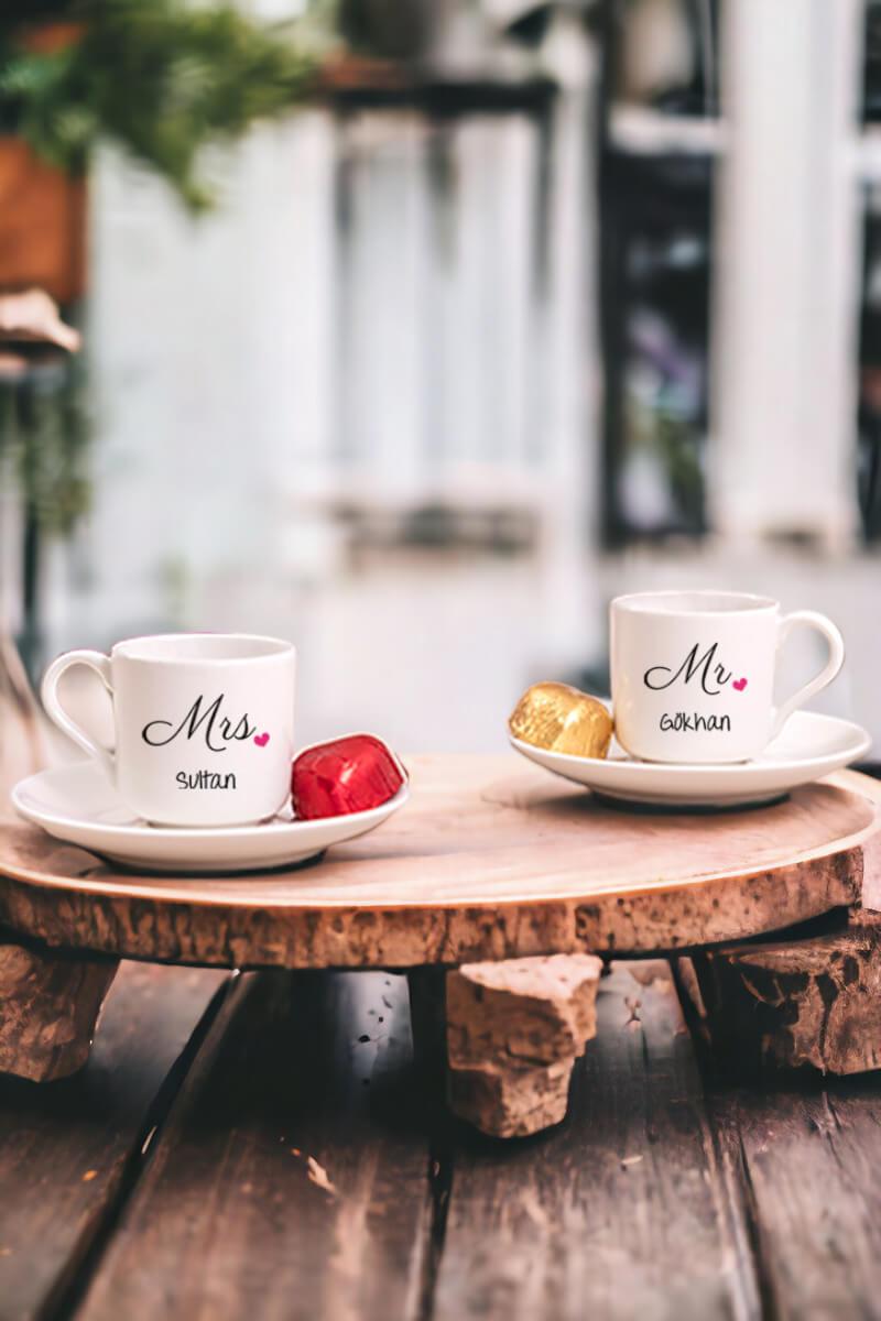 Çiftlere Özel İkili Porselen Türk Kahvesi Fincanı