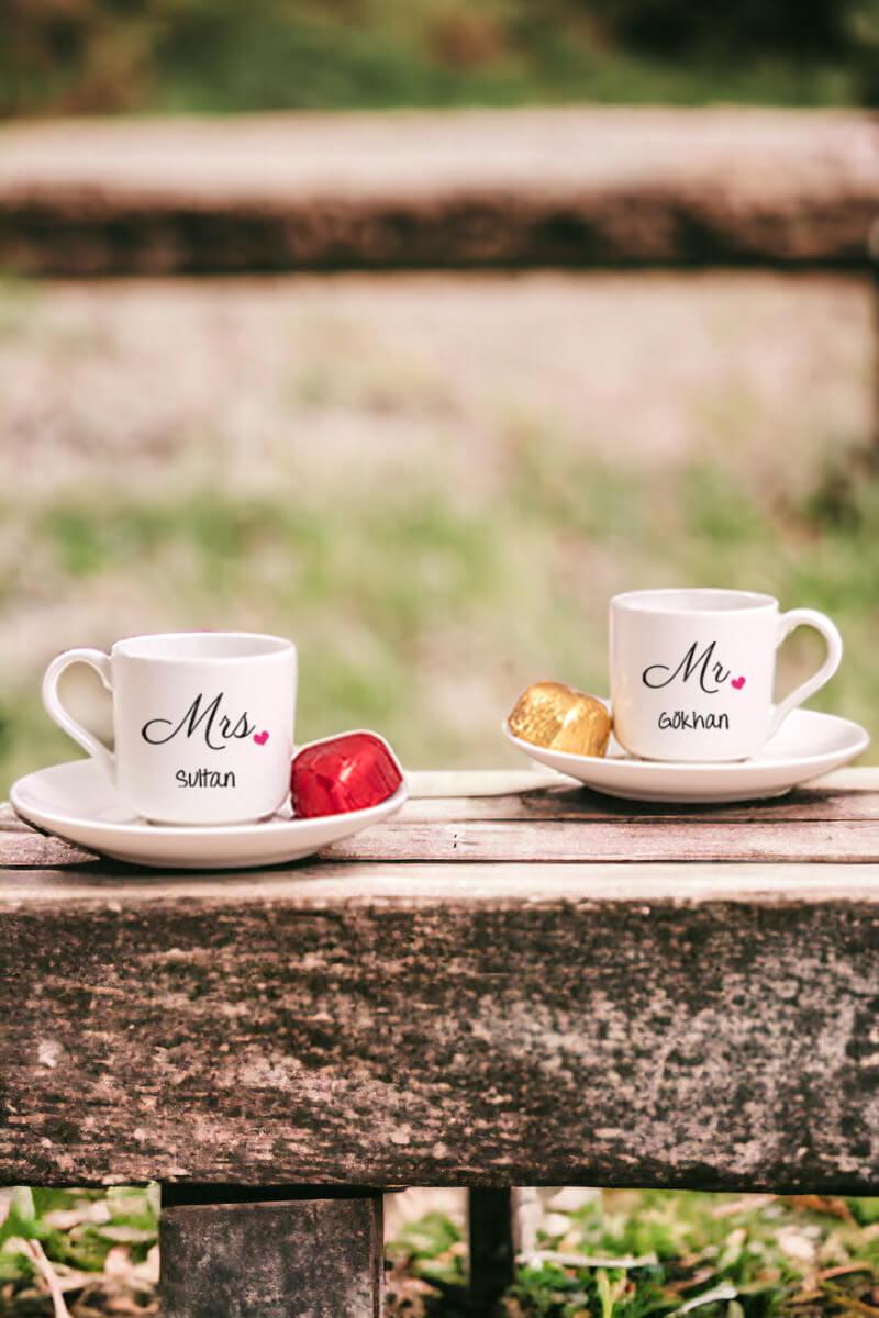 Çiftlere Özel İkili Porselen Türk Kahvesi Fincanı