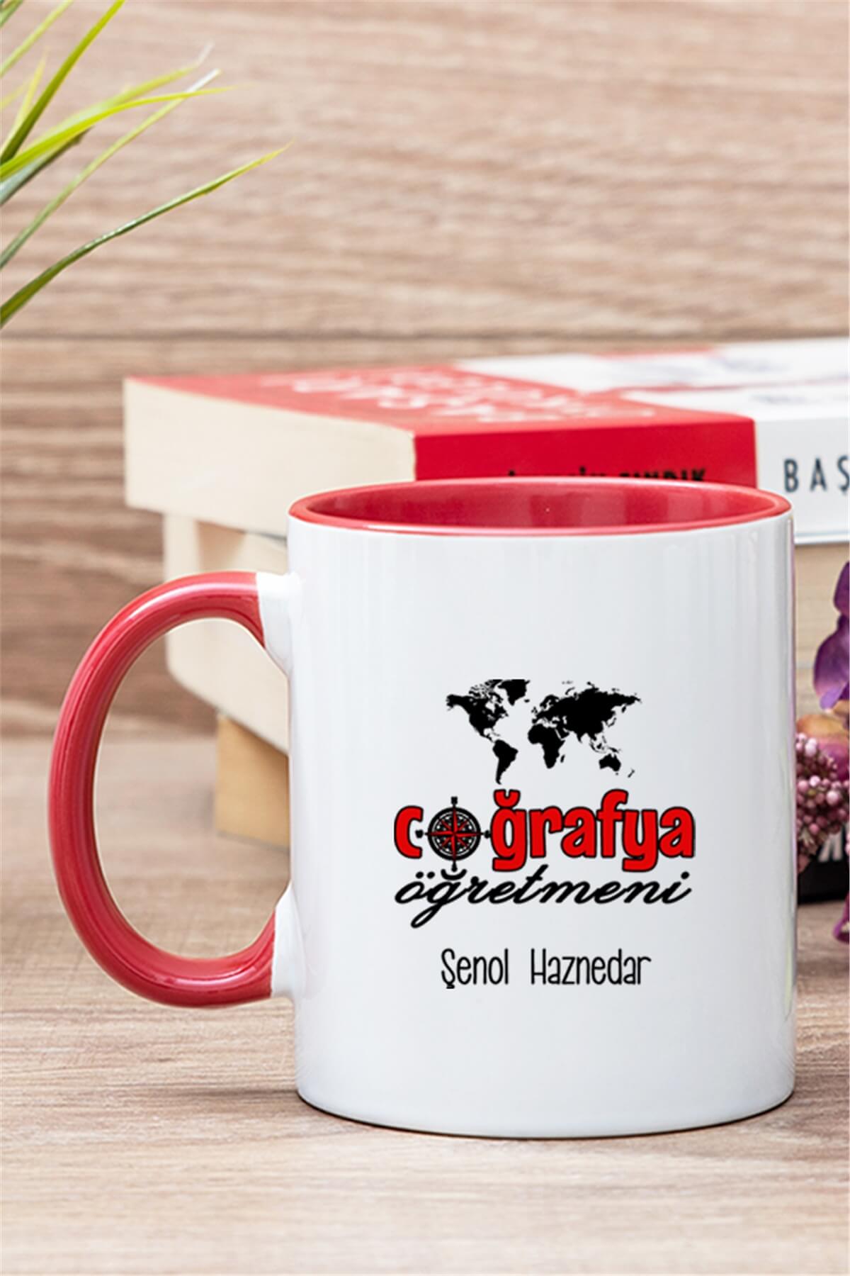 Coğrafya Öğretmeni İçi Renkli Kupa Bardak
