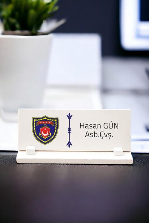 Deniz Kuvvetleri Komutanına Hediye Logolu Taş Masa İsimliği