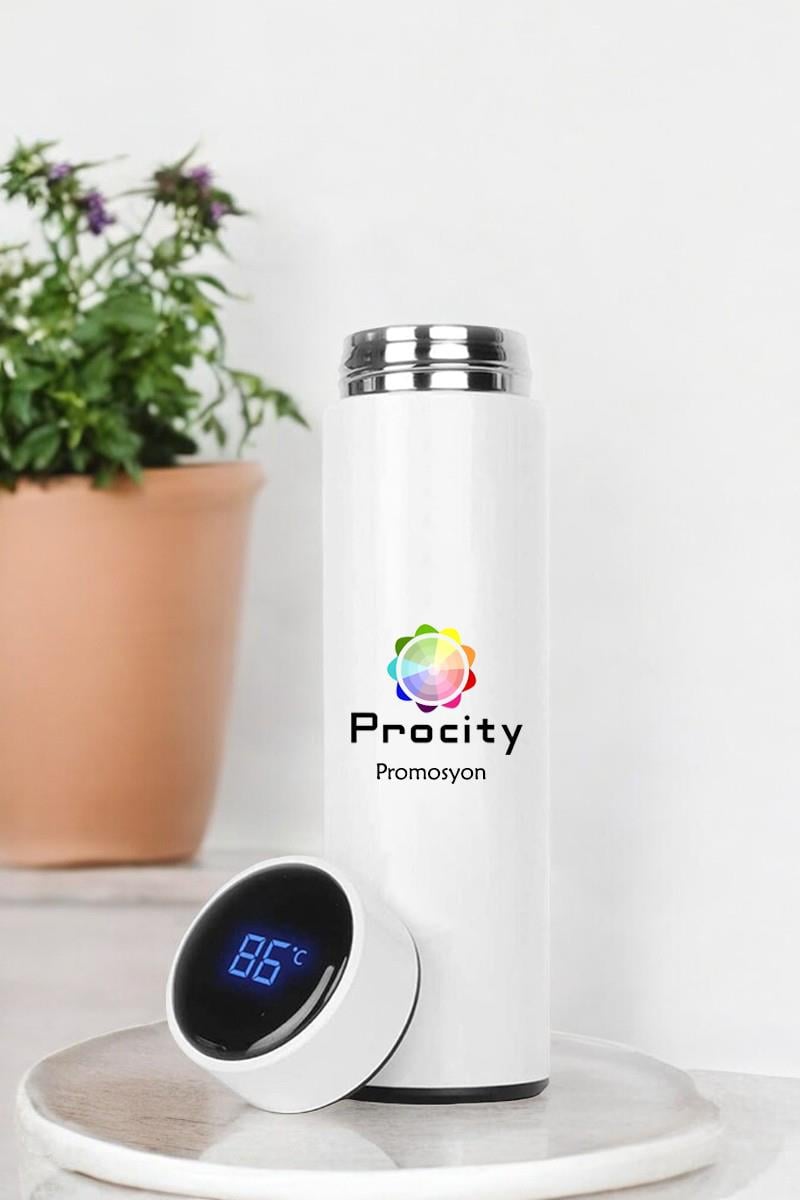 Dijital Sıcaklık Göstergeli Logolu Termos
