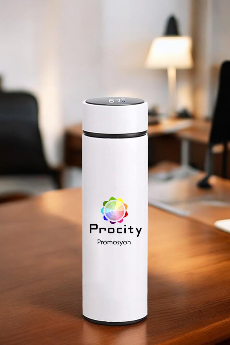 Dijital Sıcaklık Göstergeli Logolu Termos
