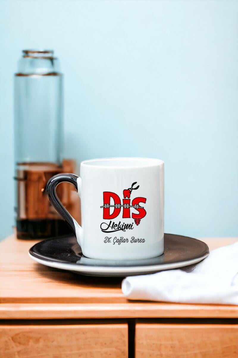 Diş Hekimi Renkli Türk Kahvesi Fincanı
