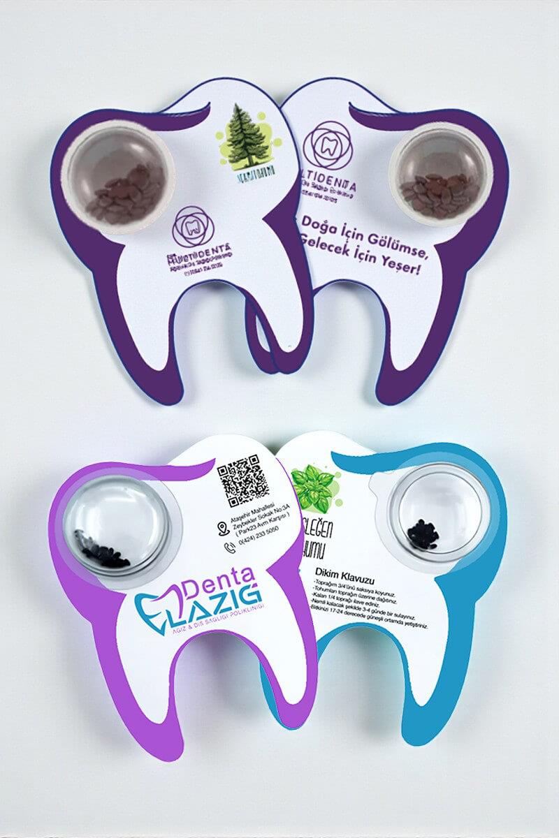 Diş Şeklinde Tohumlu Tanıtım Kartı TTK-003