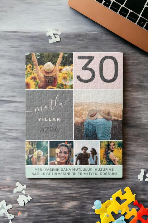 Doğum Günü Hediyesi Mutlu Yıllar Tasarımlı Dikdörtgen Puzzle