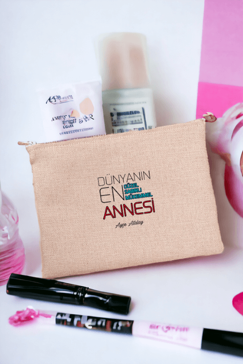 Dünyanın En İyi Annesine Hediye Keten Bez El Çantası