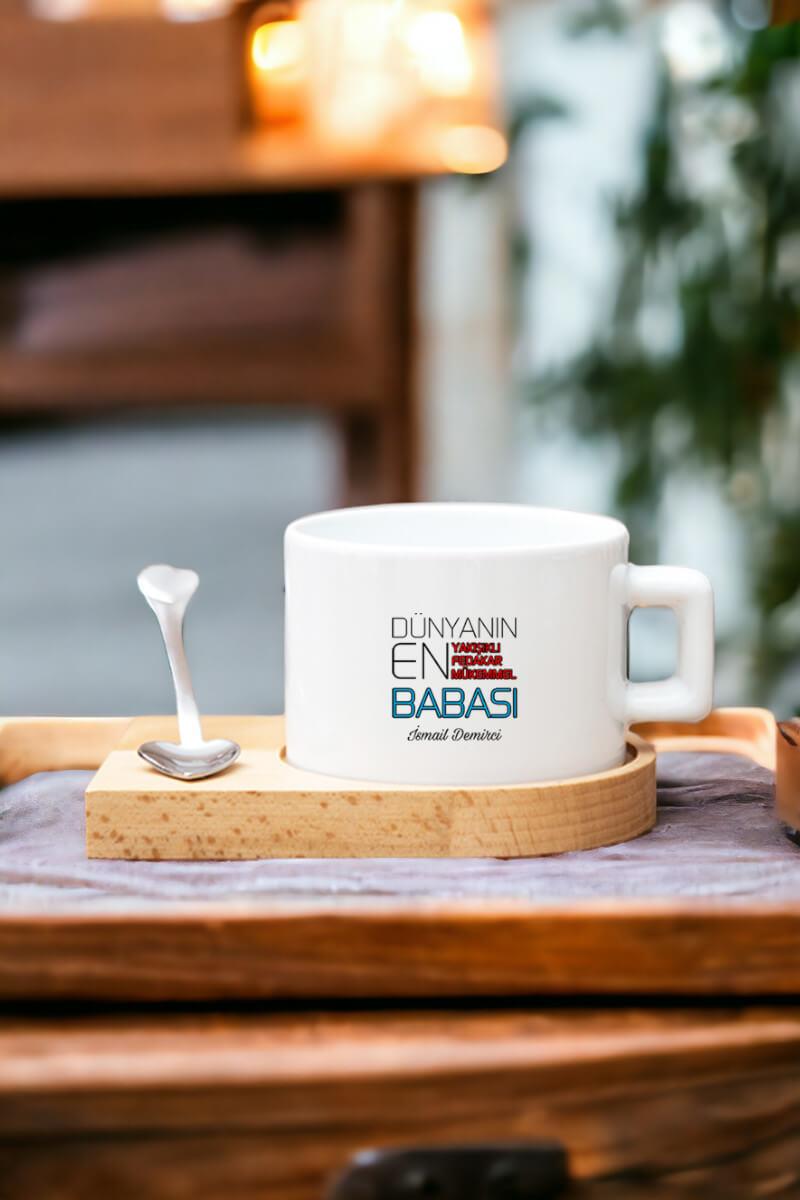 Dünyanın En İyi Babası Ahşap Altlıklı Fincan