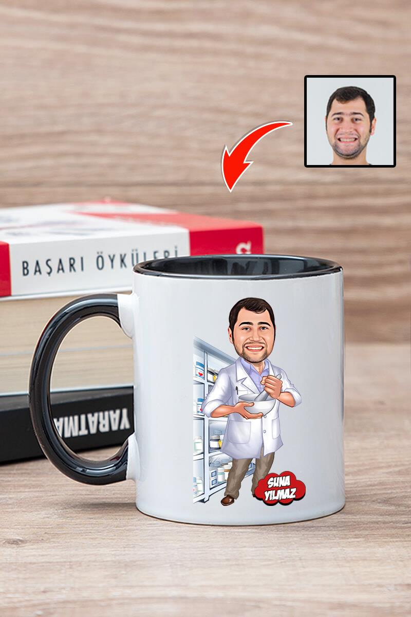 Eczacıya Hediye Kişiye Özel Eczacı Karikatürlü Kupa Bardak
