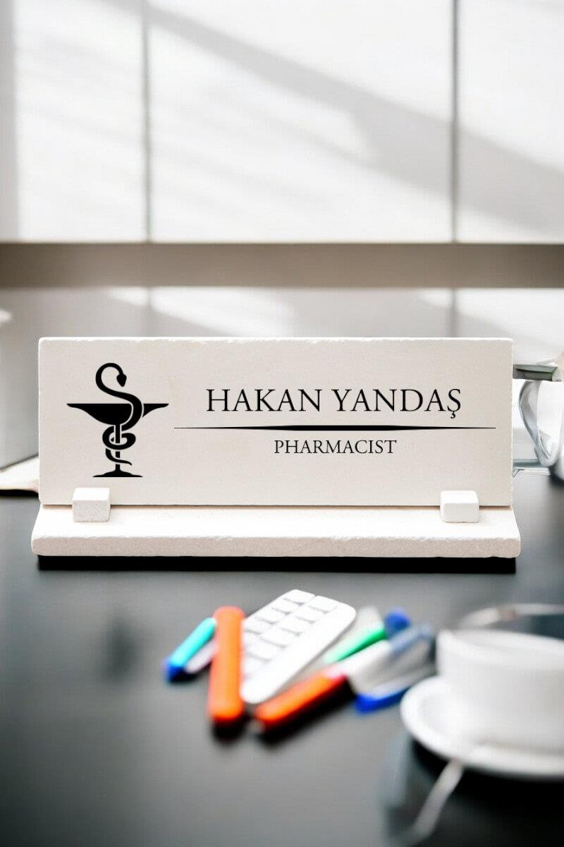 Eczacıya Özel Kişiye Özel Taş Masa İsimliği