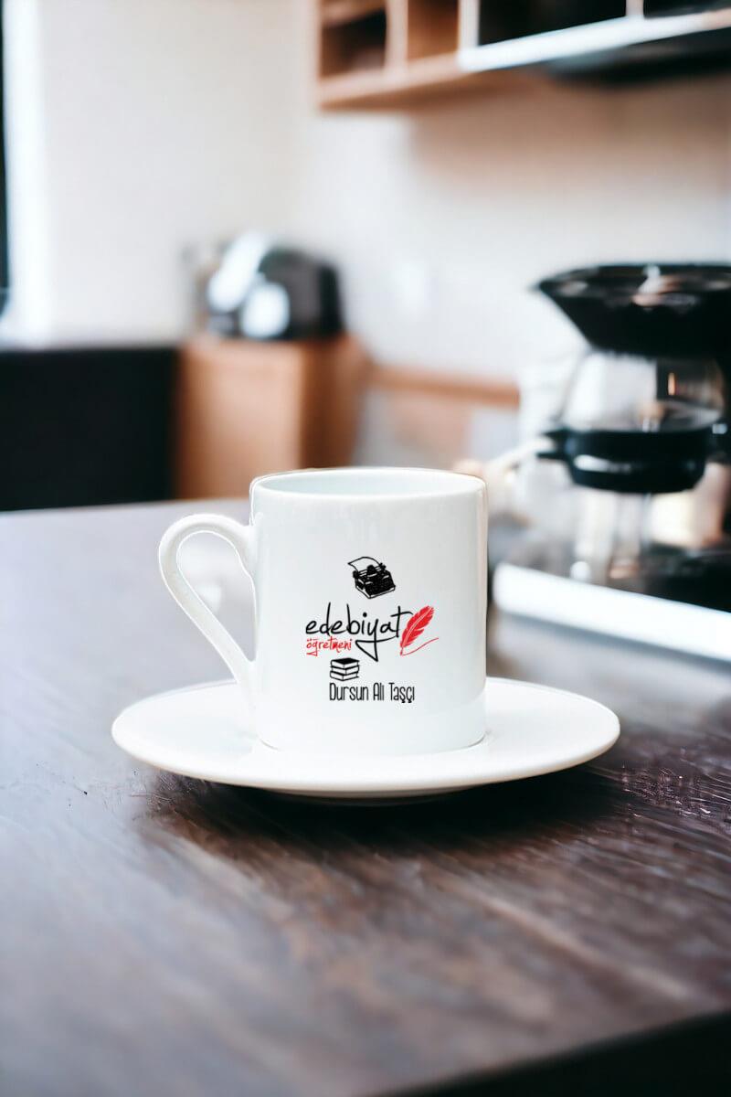 Edebiyat Öğretmeni Beyaz Türk Kahvesi Fincanı