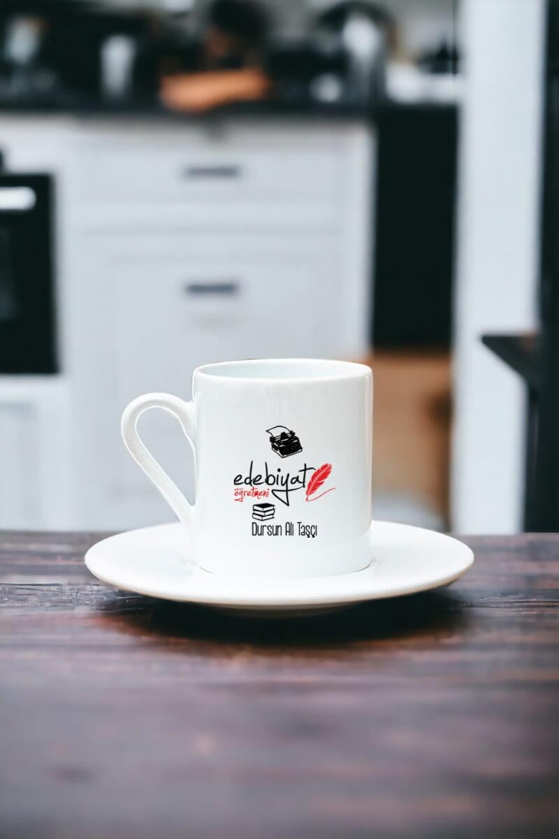 Edebiyat Öğretmeni Beyaz Türk Kahvesi Fincanı