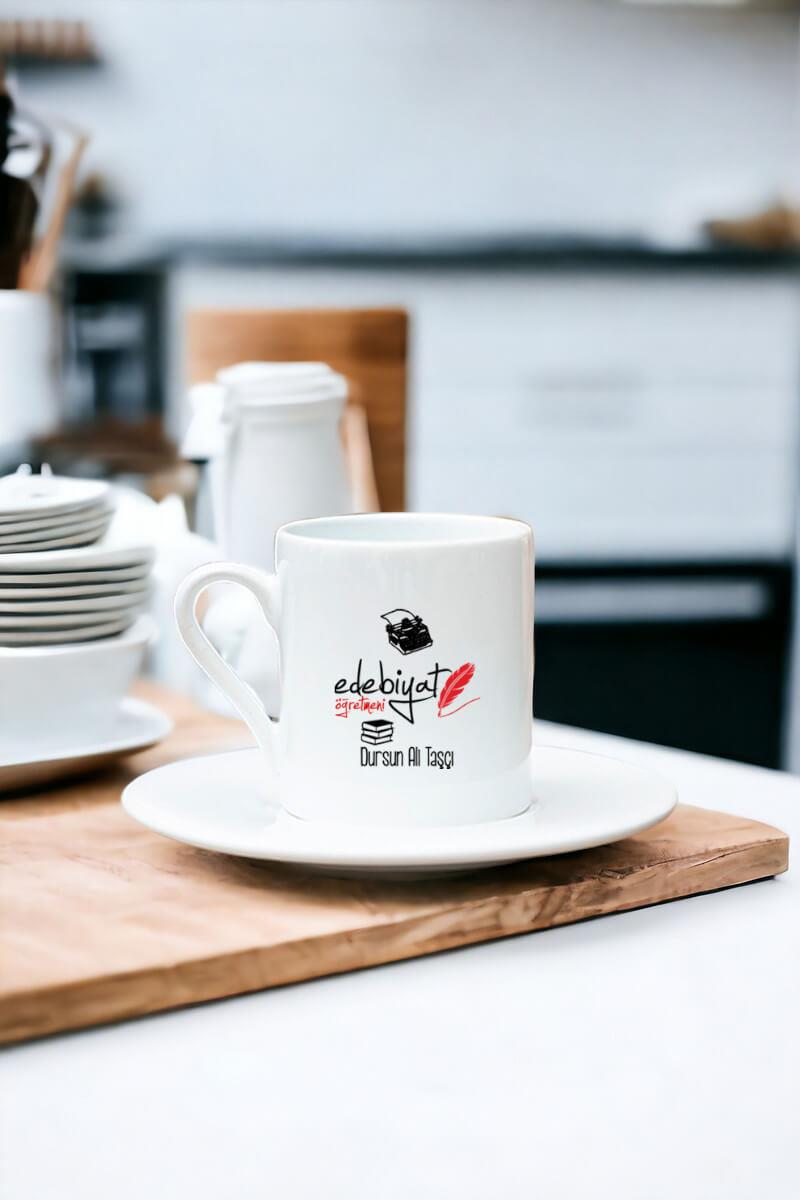 Edebiyat Öğretmeni Beyaz Türk Kahvesi Fincanı